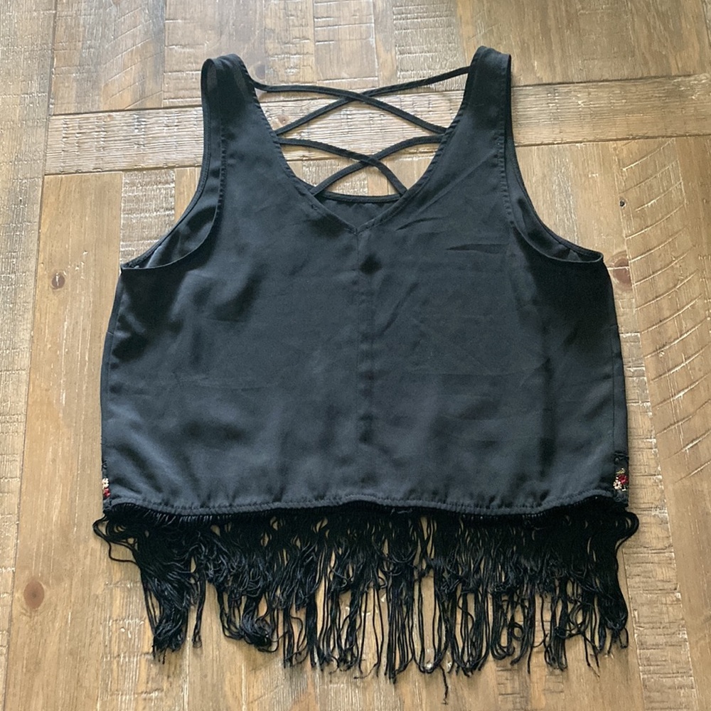 Embroidered & Fringe Tank - Picture 3 of 8